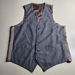 Men's Gray Suit Vest 4-Button Classic Dress Waistcoat Formal Wedding Sz M 23"